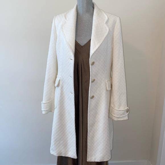 Banana Republic Jackets & Blazers - Banana Republic Textured Cotton Knit Long Coat Cream Size Large